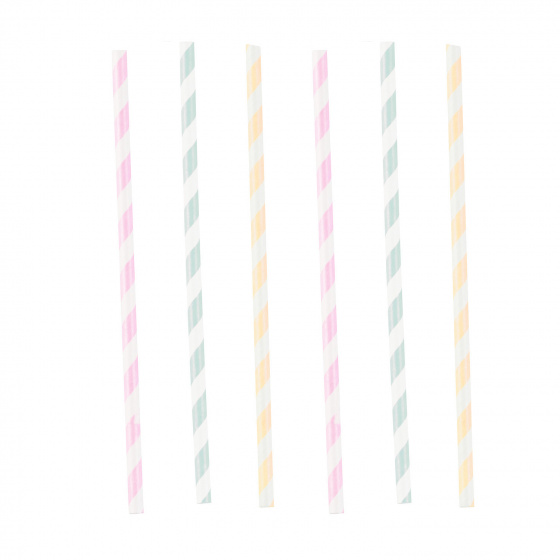 Amscan Strohhalme Gestreiftes Pastell 23 Cm Papier 12 Stuck Internet Toys