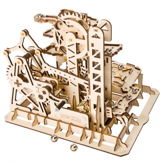Robotime 3D puzzel Knikkerbaan hout bruin 227 delig